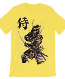 Samurai Illustration Folk Japan Art Men's Smooth Yellow t-shirt