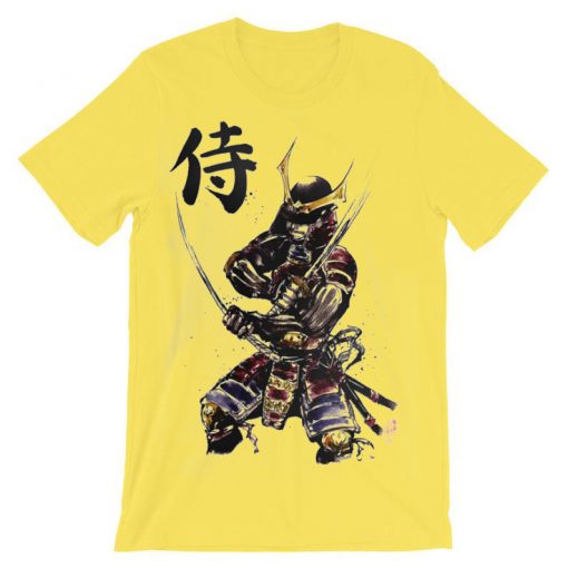 Samurai Illustration Folk Japan Art Men's Smooth Yellow t-shirt