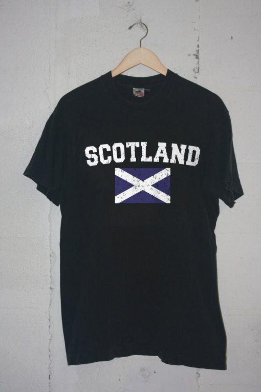 Scotland Distressed Men's T-Shirt Black