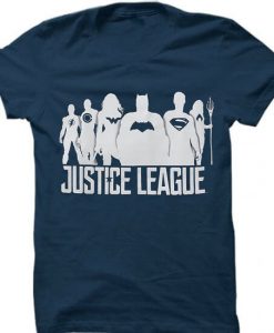 Silhouettes DC Comics Justice League Men's Graphic Blue Navy Shirts