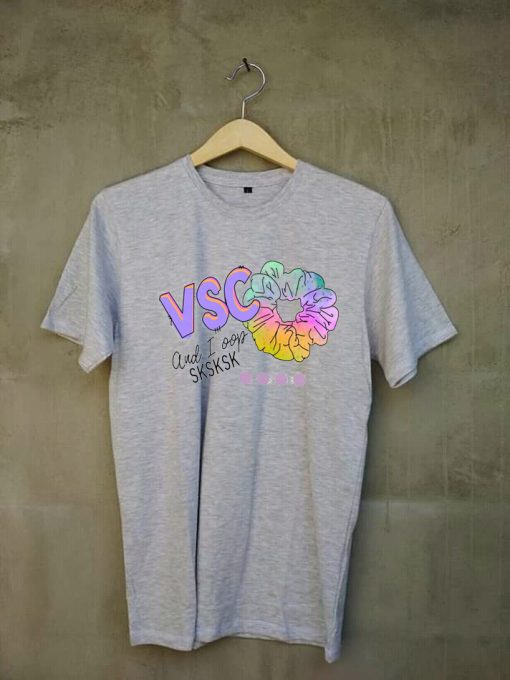 VSCO Girl SKSKSK Scrunchie Tshirt Grey