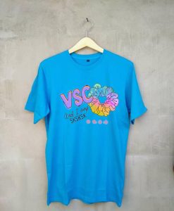 VSCO Girl SKSKSK Scrunchie Tshirt Neon Blue