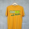 Zombies Eat Flesh Unisex Yellow T shirts