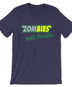 Zombies Eat Flesh Unisex purple T shirts