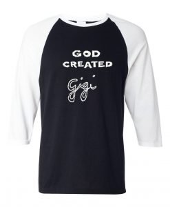 god created gigi black white sleeves baseball t shirts