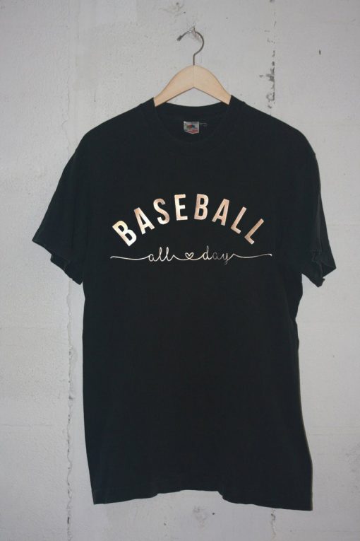 Baseball All Day Black Tshirts