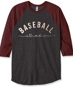 Baseball All Day grey brown sleeves raglan Tshirts