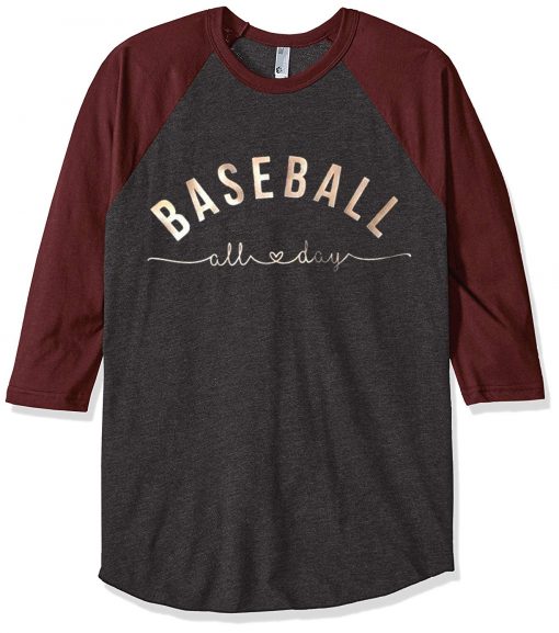 Baseball All Day grey brown sleeves raglan Tshirts