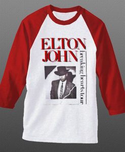 Elton John Breaking Hearts raglan red sleeve T Shirt