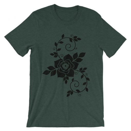 Flowers design green dark tees