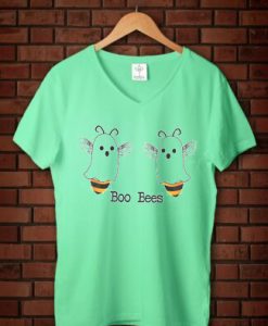 Funny BOO BEES Helloween green mint v neck t shirts
