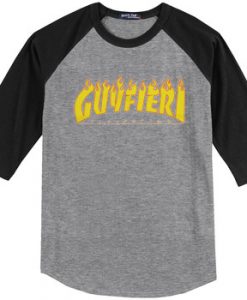 Guy Fieri X Thrasher grey black sleeves raglan t shirts