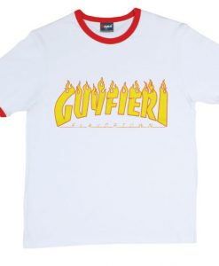 Guy Fieri X Thrasher white red ringer t shirts