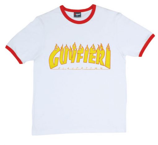 Guy Fieri X Thrasher white red ringer t shirts