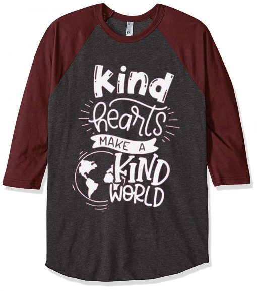 KIND HEART MAKE KIND WORLD Grey Asphalt brown sleeves raglan t shirts