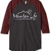 Mountain Life grey asphalt brown sleeves raglan t shirts
