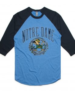 NORTE DAME Blue Black Sleeves Ragalan T shirts