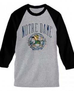 NORTE DAME Grey Black Sleeves Ragalan T shirts