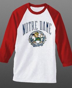 NORTE DAME White Red Sleeves Raglan t shirts