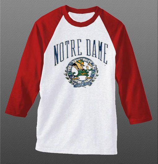 NORTE DAME White Red Sleeves Raglan t shirts