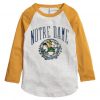 NORTE DAME White Yellow Sleeves Raglan t shirts