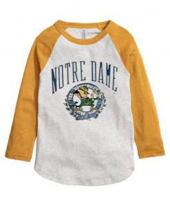 NORTE DAME White Yellow Sleeves Raglan t shirts