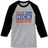 Nick Jonas Running for President grey black sleeves raglan t shirts