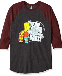 The Simpsons Bart Grey Asphalt Brown Sleeves Raglan T shirts