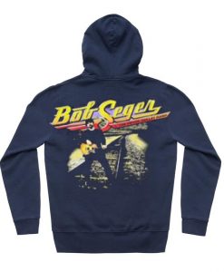 Vintage 90s Bob Seger Silver Bullet Blue Navy Back Hoodie