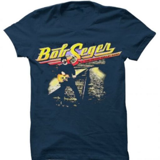 Vintage 90s Bob Seger Silver Bullet Blue Navy Tshirts