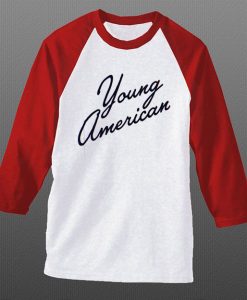 Young American White Red Sleeves Ragalan T shirts