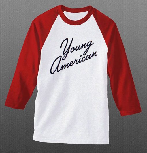 Young American White Red Sleeves Ragalan T shirts