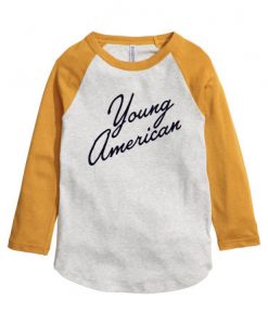 Young American White Yellow Sleeves Ragalan T shirts