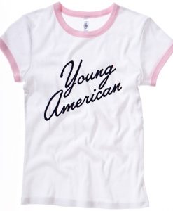 Young American White pink ringer tshirts