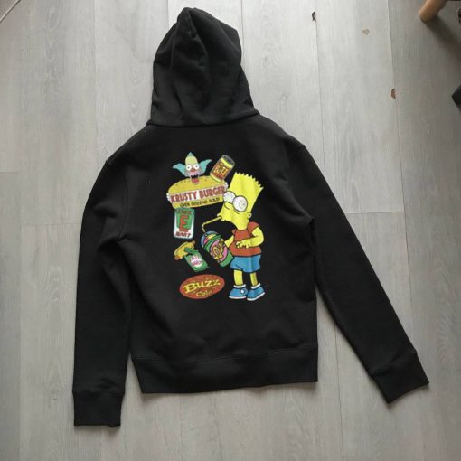 the Simpson Bart Junk Food Green Black Back Hoodie