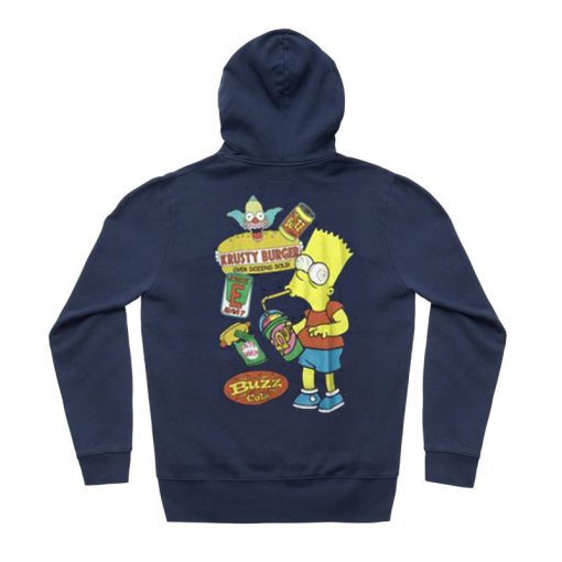 the Simpson Bart Junk Food Green BlueNavy Back Hoodie