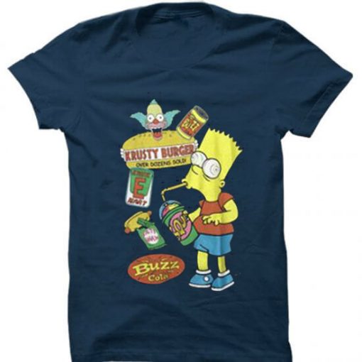 the Simpson Bart Junk Food Green BlueNavy T Shirtt