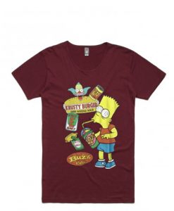 the Simpson Bart Junk Food maroon T Shirt