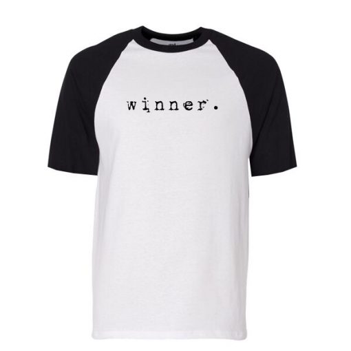 winner white black short sleeve raglan t shirt