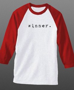 winner white red sleeve raglan t shirt