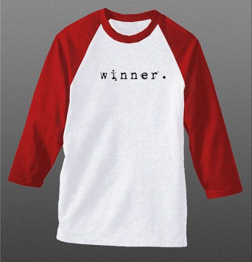 winner white red sleeve raglan t shirt