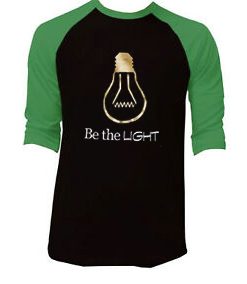 Be Light Black Green Sleeves Raglan T shirts