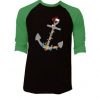 Captain Christmas Anchor Black Green Sleees Raglan T-Shirt