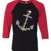 Captain Christmas Anchor Black Red Sleeves Raglan T-Shirt