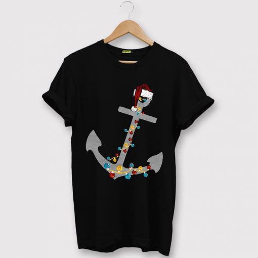 Captain Christmas Anchor Black Tees