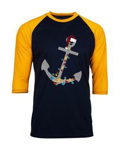 Captain Christmas Anchor Black Yellow Sleees Raglan T-Shirt