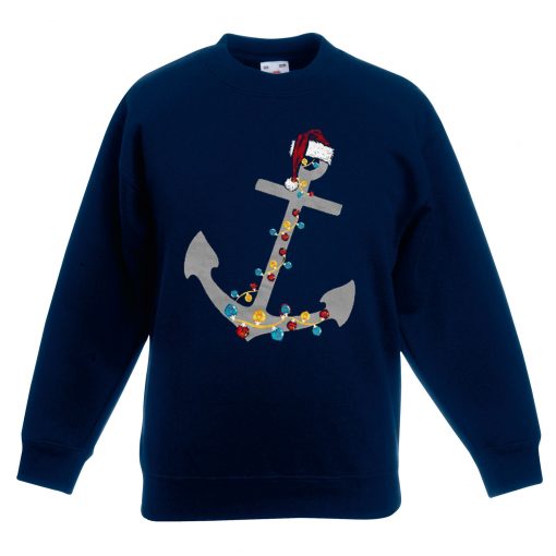 Captain Christmas Anchor Blue Navy Sweatshirts