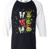 Ho Ho Ho Merry The Grinch Christmast Black white Sleeves Raglan T shirts