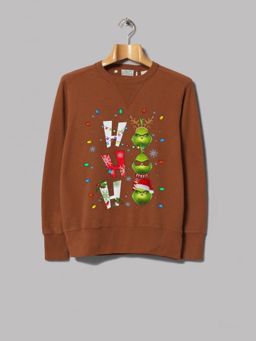 Ho Ho Ho Merry The Grinch Christmas Brown Sweatshirts