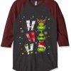 Ho Ho Ho Merry The Grinch Christmas Grey Brown Sleeves Raglan T shirts